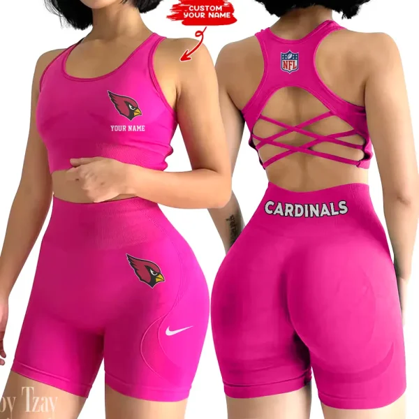 Arizona Cardinals 2-PCS Women's Seamless Yoga Set Sexy Sport Bra High Waist Sports Shorts 2025 SPT2PWSYS001 - Image 6