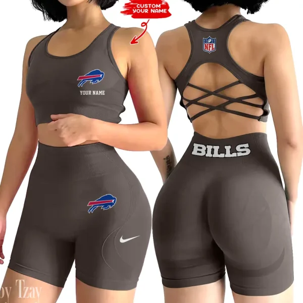 Buffalo Bills 2-PCS Women's Seamless Yoga Set Sexy Sport Bra High Waist Sports Shorts 2025 SPT2PWSYS004 - Image 6