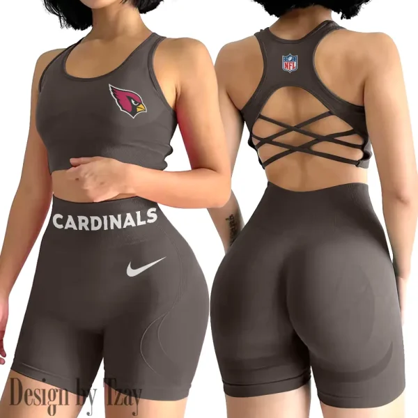Arizona Cardinals 2-PCS Women's Seamless Yoga Set Sexy Sport Bra High Waist Sports Shorts 2025 SPT2PWSYS033 - Image 3