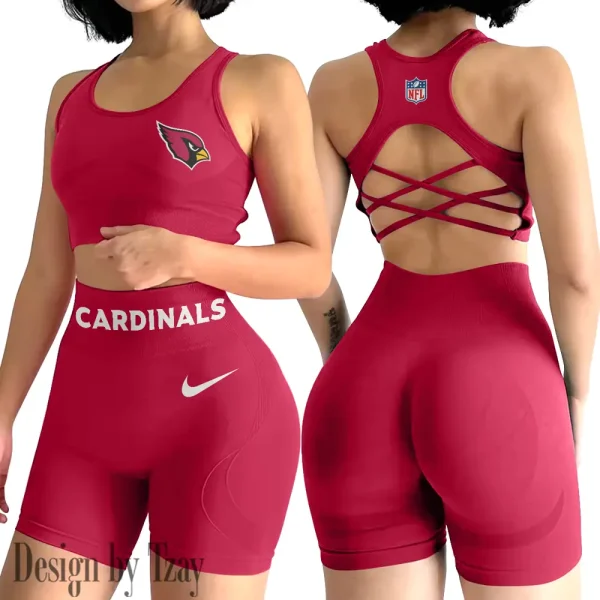 Arizona Cardinals 2-PCS Women's Seamless Yoga Set Sexy Sport Bra High Waist Sports Shorts 2025 SPT2PWSYS033 - Image 6