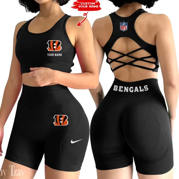 Cincinnati Bengals 2-PCS Women's Seamless Yoga Set Sexy Sport Bra High Waist Sports Shorts 2025 SPT2PWSYS007