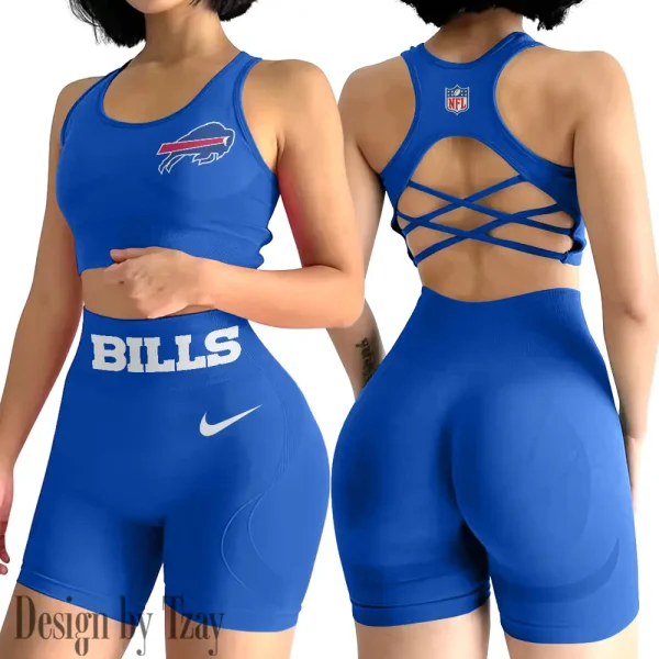 Buffalo Bills 2-PCS Women's Seamless Yoga Set Sexy Sport Bra High Waist Sports Shorts 2025 SPT2PWSYS036 - Image 2