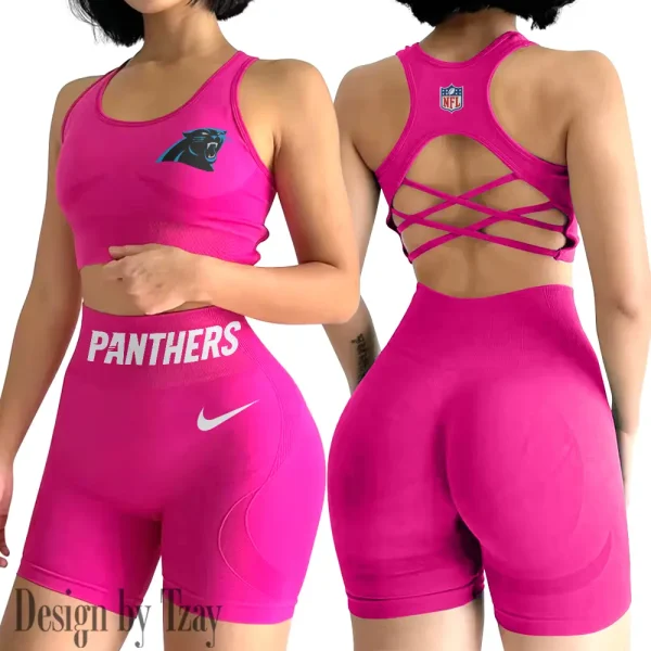 Carolina Panthers 2-PCS Women's Seamless Yoga Set Sexy Sport Bra High Waist Sports Shorts 2025 SPT2PWSYS037 - Image 4