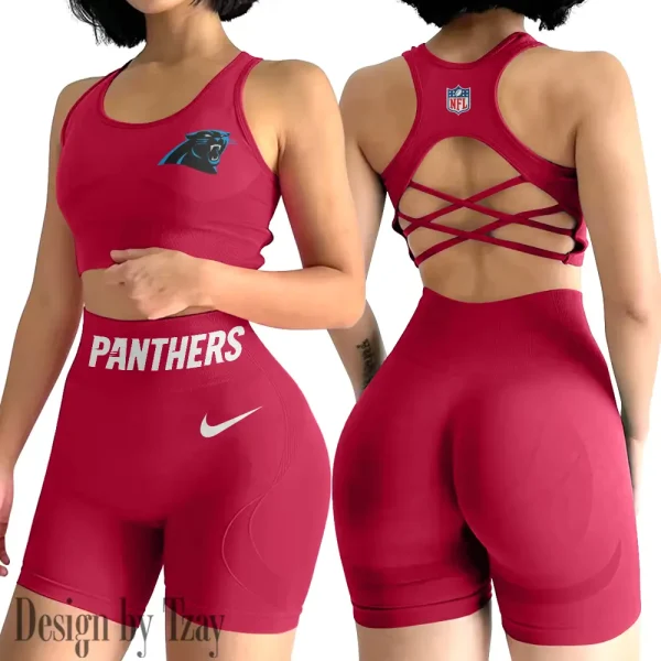 Carolina Panthers 2-PCS Women's Seamless Yoga Set Sexy Sport Bra High Waist Sports Shorts 2025 SPT2PWSYS037 - Image 6