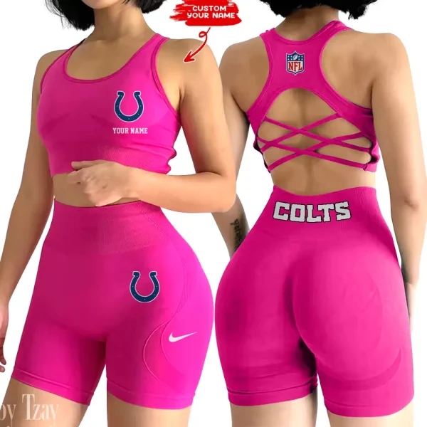 Indianapolis Colts 2-PCS Women's Seamless Yoga Set Sexy Sport Bra High Waist Sports Shorts 2025 SPT2PWSYS014 - Image 3