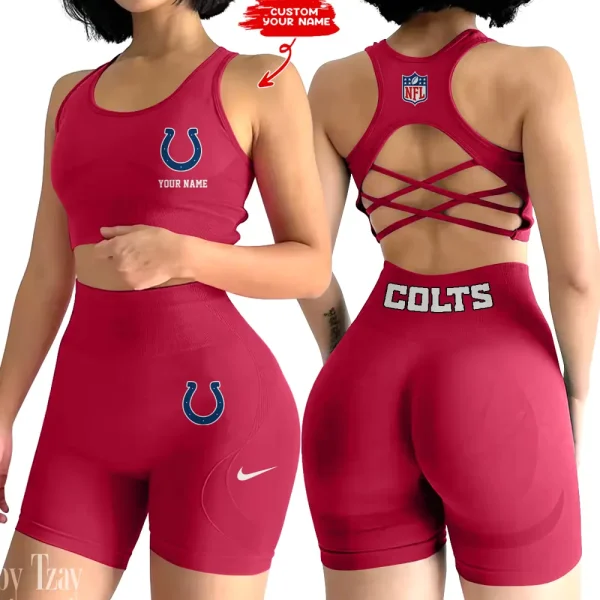 Indianapolis Colts 2-PCS Women's Seamless Yoga Set Sexy Sport Bra High Waist Sports Shorts 2025 SPT2PWSYS014 - Image 5
