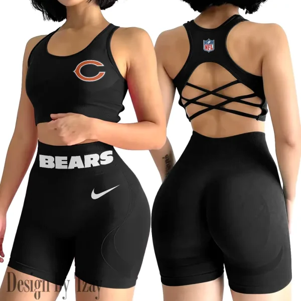 Chicago Bears 2-PCS Women's Seamless Yoga Set Sexy Sport Bra High Waist Sports Shorts 2025 SPT2PWSYS038 - Image 2