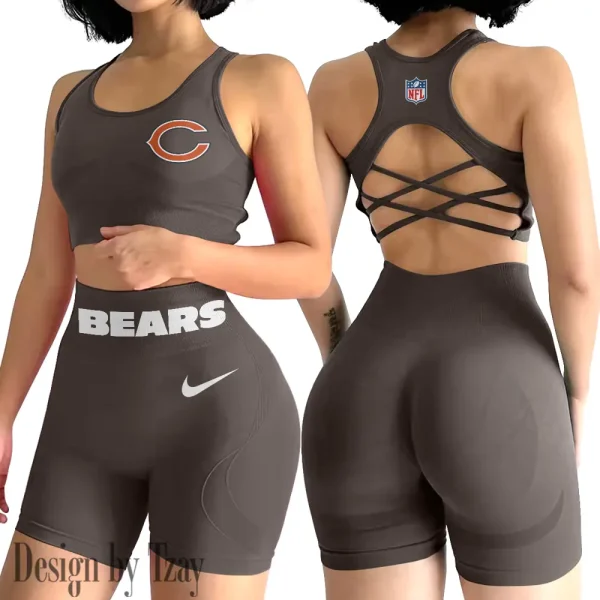 Chicago Bears 2-PCS Women's Seamless Yoga Set Sexy Sport Bra High Waist Sports Shorts 2025 SPT2PWSYS038 - Image 6