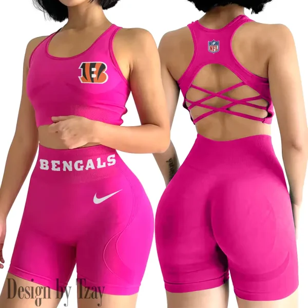 Cincinnati Bengals 2-PCS Women's Seamless Yoga Set Sexy Sport Bra High Waist Sports Shorts 2025 SPT2PWSYS039 - Image 6
