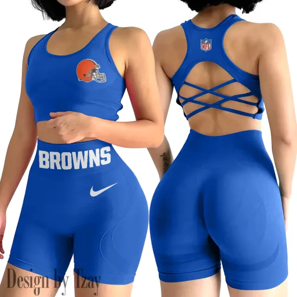 Cleveland Browns 2-PCS Women's Seamless Yoga Set Sexy Sport Bra High Waist Sports Shorts 2025 SPT2PWSYS040