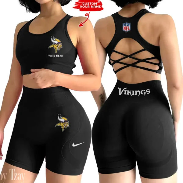 Minnesota Vikings 2-PCS Women's Seamless Yoga Set Sexy Sport Bra High Waist Sports Shorts 2025 SPT2PWSYS021