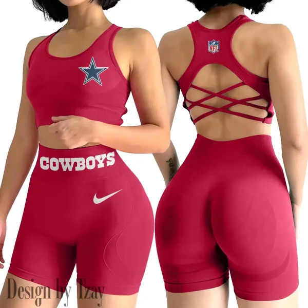 Dallas Cowboys 2-PCS Women's Seamless Yoga Set Sexy Sport Bra High Waist Sports Shorts 2025 SPT2PWSYS041 - Image 3