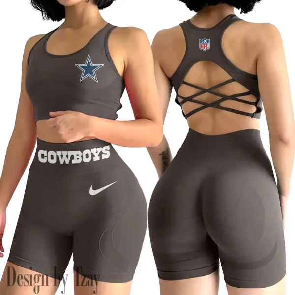 Dallas Cowboys 2-PCS Women's Seamless Yoga Set Sexy Sport Bra High Waist Sports Shorts 2025 SPT2PWSYS041 - Image 4