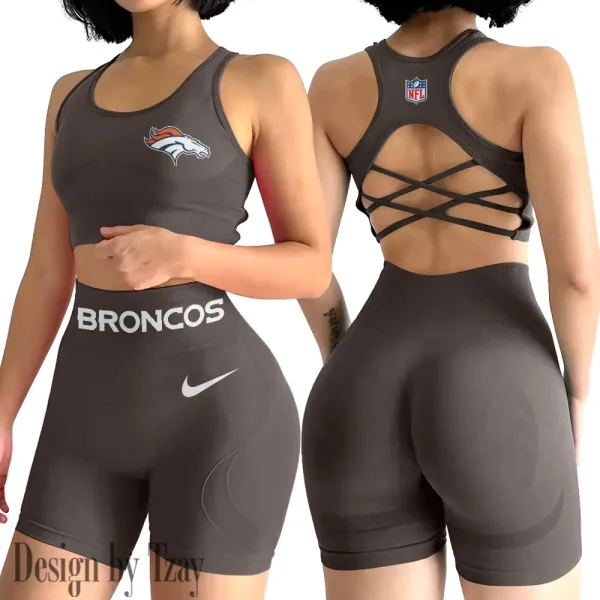 Denver Broncos 2-PCS Women's Seamless Yoga Set Sexy Sport Bra High Waist Sports Shorts 2025 SPT2PWSYS042 - Image 2
