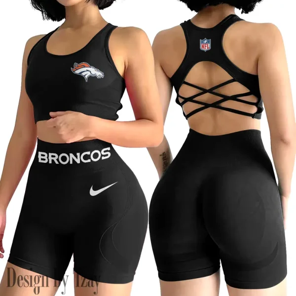 Denver Broncos 2-PCS Women's Seamless Yoga Set Sexy Sport Bra High Waist Sports Shorts 2025 SPT2PWSYS042 - Image 3