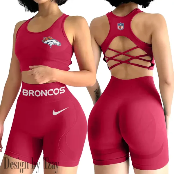 Denver Broncos 2-PCS Women's Seamless Yoga Set Sexy Sport Bra High Waist Sports Shorts 2025 SPT2PWSYS042 - Image 5