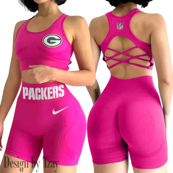 Green Bay Packers 2-PCS Women's Seamless Yoga Set Sexy Sport Bra High Waist Sports Shorts 2025 SPT2PWSYS044
