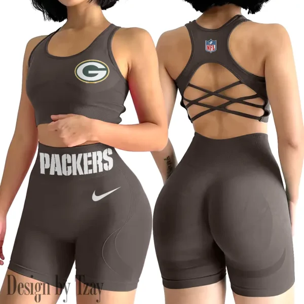 Green Bay Packers 2-PCS Women's Seamless Yoga Set Sexy Sport Bra High Waist Sports Shorts 2025 SPT2PWSYS044 - Image 3