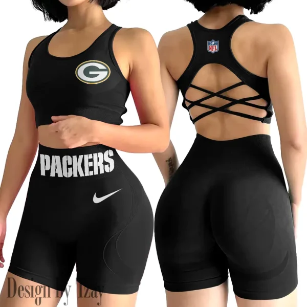 Green Bay Packers 2-PCS Women's Seamless Yoga Set Sexy Sport Bra High Waist Sports Shorts 2025 SPT2PWSYS044 - Image 4