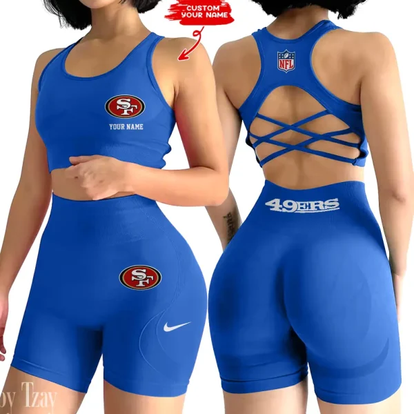 San Francisco 49ers 2-PCS Women's Seamless Yoga Set Sexy Sport Bra High Waist Sports Shorts 2025 SPT2PWSYS028 - Image 6
