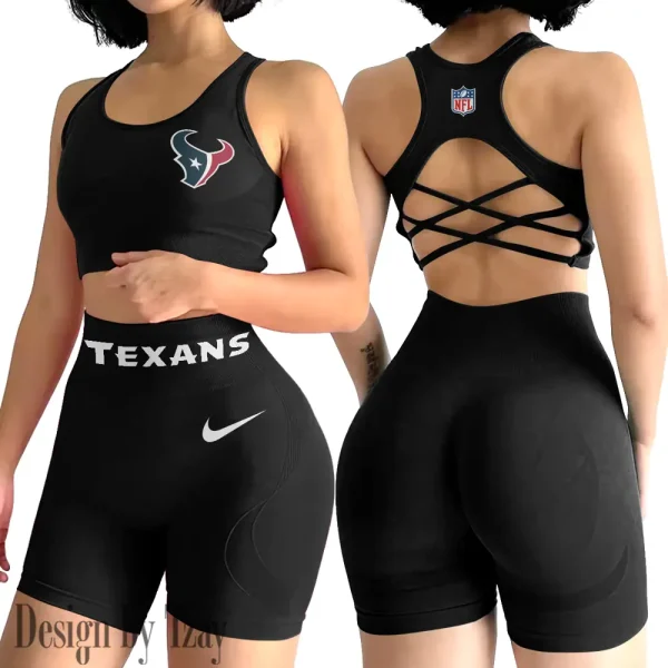 Houston Texans 2-PCS Women's Seamless Yoga Set Sexy Sport Bra High Waist Sports Shorts 2025 SPT2PWSYS045 - Image 4