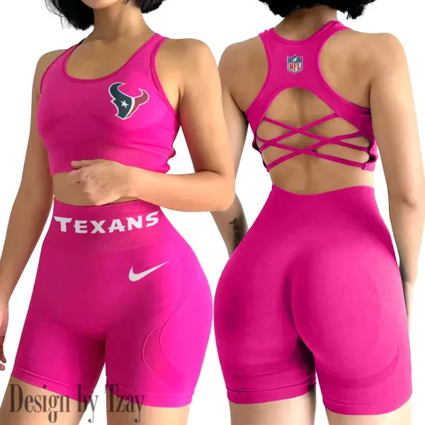 Houston Texans 2-PCS Women's Seamless Yoga Set Sexy Sport Bra High Waist Sports Shorts 2025 SPT2PWSYS045 - Image 5