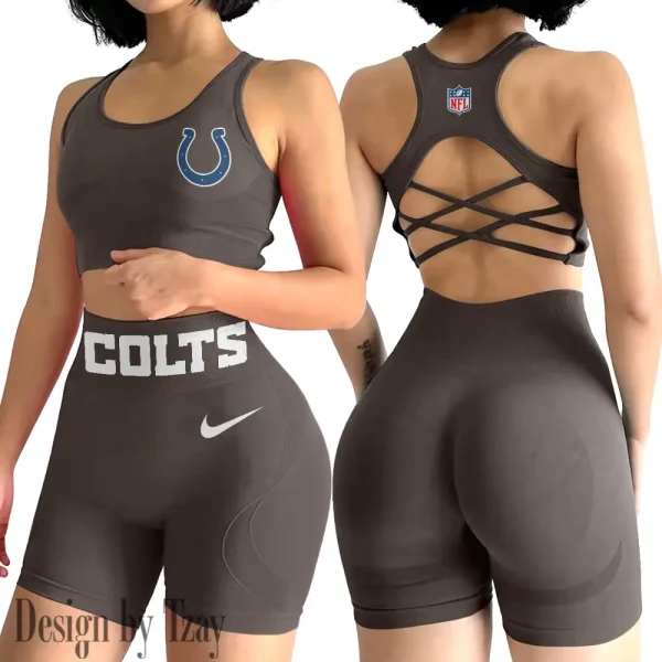 Indianapolis Colts 2-PCS Women's Seamless Yoga Set Sexy Sport Bra High Waist Sports Shorts 2025 SPT2PWSYS046 - Image 6