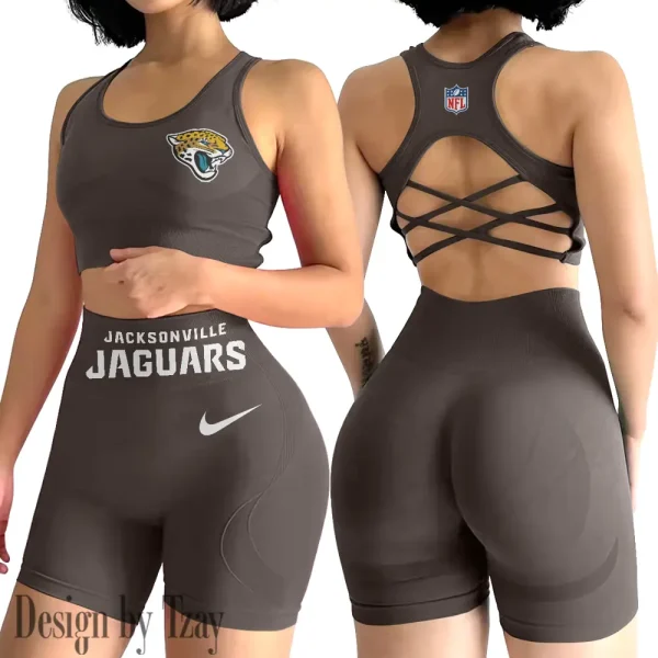 Jacksonville Jaguars 2-PCS Women's Seamless Yoga Set Sexy Sport Bra High Waist Sports Shorts 2025 SPT2PWSYS047 - Image 3