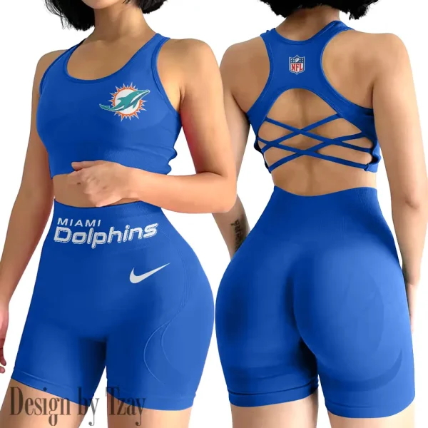 Miami Dolphins 2-PCS Women's Seamless Yoga Set Sexy Sport Bra High Waist Sports Shorts 2025 SPT2PWSYS052