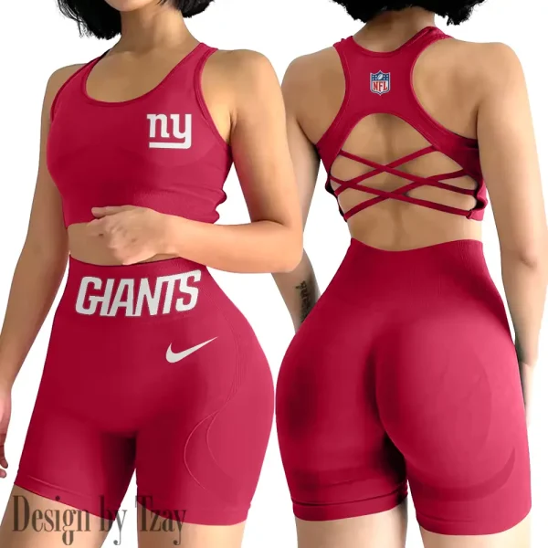New York Giants 2-PCS Women's Seamless Yoga Set Sexy Sport Bra High Waist Sports Shorts 2025 SPT2PWSYS056