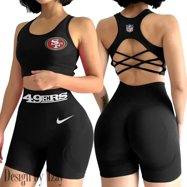 San Francisco 49ers 2-PCS Women's Seamless Yoga Set Sexy Sport Bra High Waist Sports Shorts 2025 SPT2PWSYS060 - Image 6