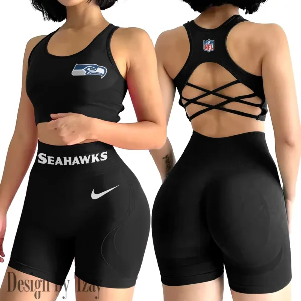 Seattle Seahawks 2-PCS Women's Seamless Yoga Set Sexy Sport Bra High Waist Sports Shorts 2025 SPT2PWSYS061 - Image 3