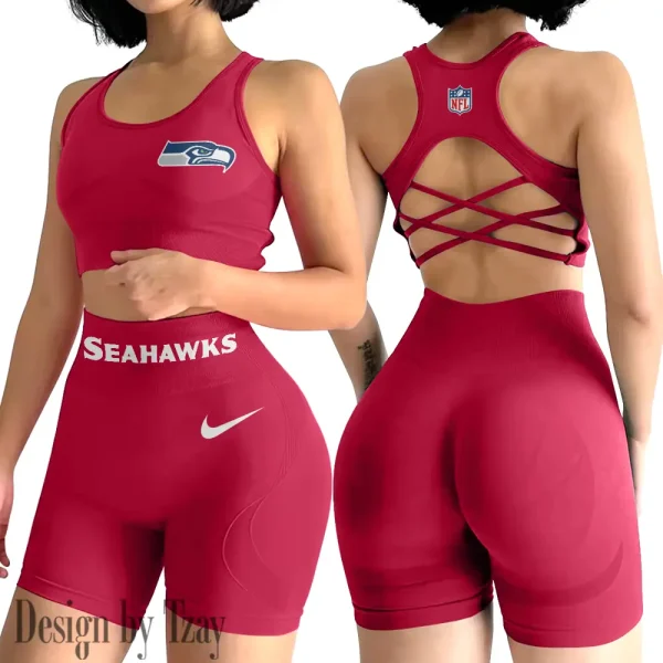 Seattle Seahawks 2-PCS Women's Seamless Yoga Set Sexy Sport Bra High Waist Sports Shorts 2025 SPT2PWSYS061 - Image 4