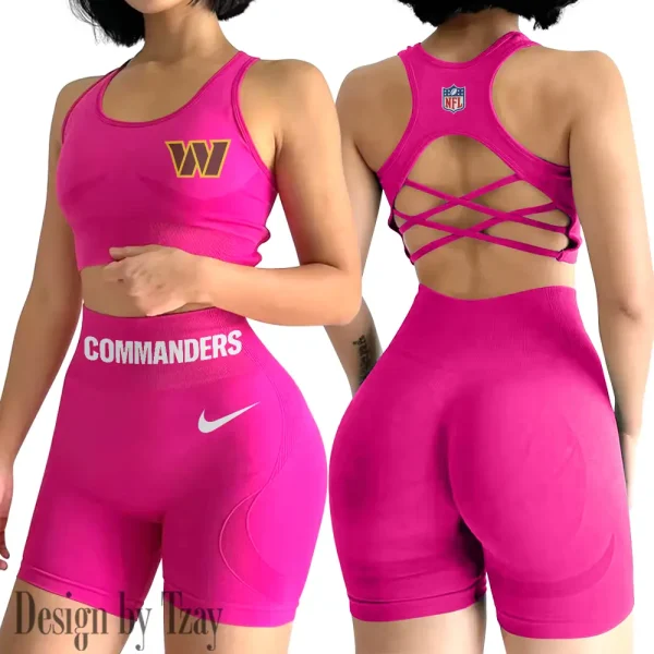 Washington Commanders 2-PCS Women's Seamless Yoga Set Sexy Sport Bra High Waist Sports Shorts 2025 SPT2PWSYS062 - Image 2