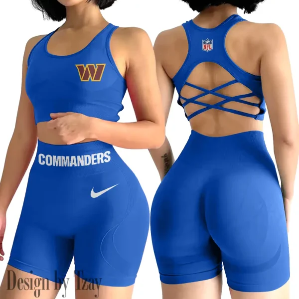 Washington Commanders 2-PCS Women's Seamless Yoga Set Sexy Sport Bra High Waist Sports Shorts 2025 SPT2PWSYS062 - Image 3