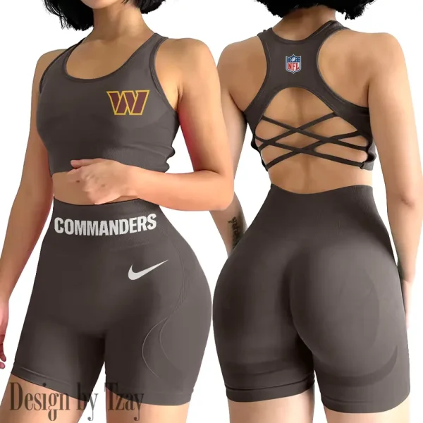 Washington Commanders 2-PCS Women's Seamless Yoga Set Sexy Sport Bra High Waist Sports Shorts 2025 SPT2PWSYS062 - Image 4