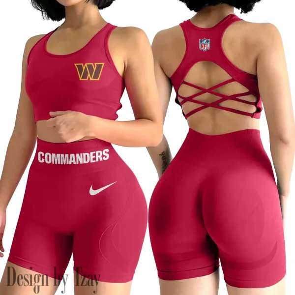 Washington Commanders 2-PCS Women's Seamless Yoga Set Sexy Sport Bra High Waist Sports Shorts 2025 SPT2PWSYS062 - Image 5
