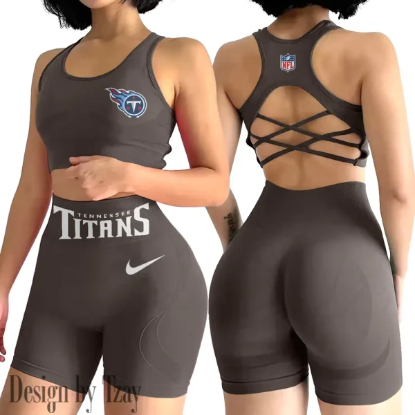 Tennessee Titans 2-PCS Women's Seamless Yoga Set Sexy Sport Bra High Waist Sports Shorts 2025 SPT2PWSYS063 - Image 3