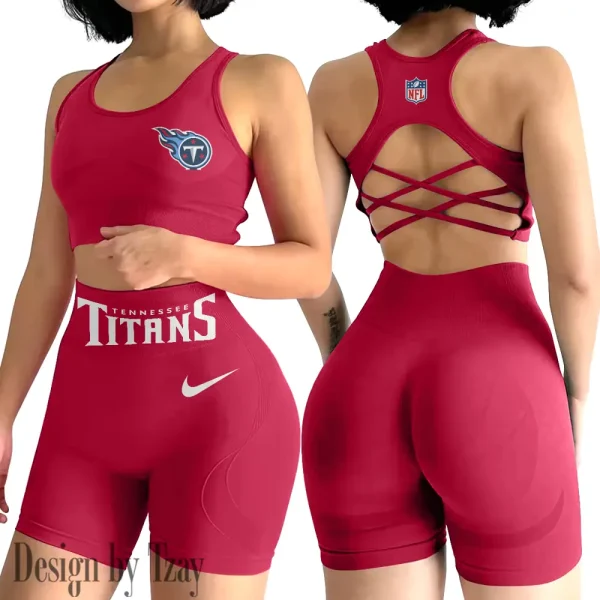 Tennessee Titans 2-PCS Women's Seamless Yoga Set Sexy Sport Bra High Waist Sports Shorts 2025 SPT2PWSYS063 - Image 4