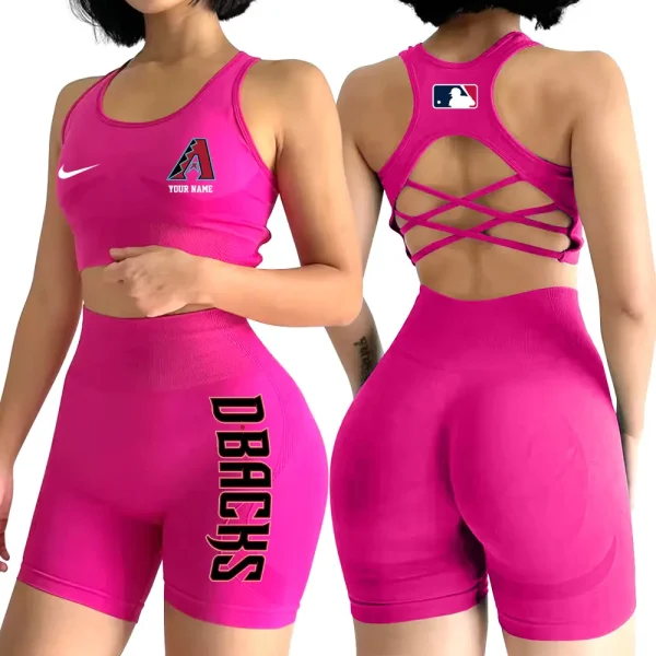 Arizona Diamondbacks MLB 2-PCS Women's Seamless Yoga Set Sexy Sport Bra High Waist Sports Shorts 2025 SPT2PWSYS065