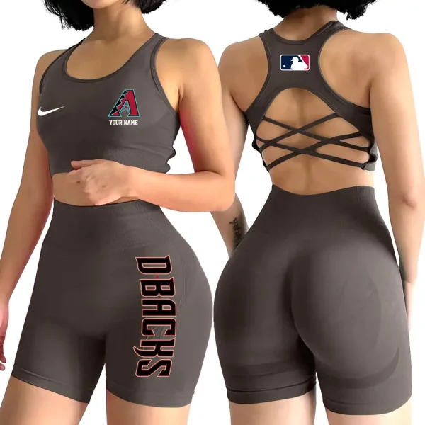 Arizona Diamondbacks MLB 2-PCS Women's Seamless Yoga Set Sexy Sport Bra High Waist Sports Shorts 2025 SPT2PWSYS065 - Image 5