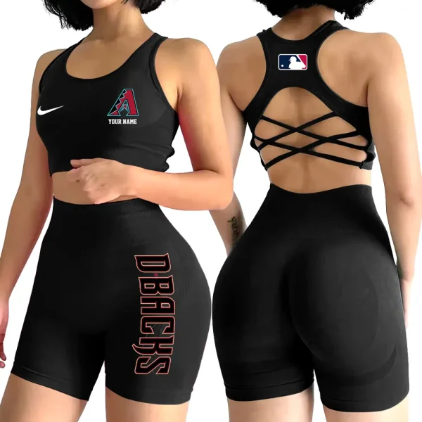 Arizona Diamondbacks MLB 2-PCS Women's Seamless Yoga Set Sexy Sport Bra High Waist Sports Shorts 2025 SPT2PWSYS065 - Image 6