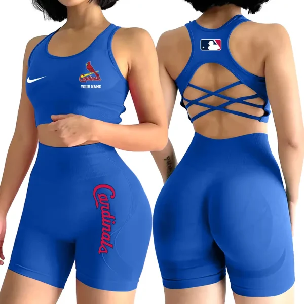 St. Louis Cardinals MLB 2-PCS Women's Seamless Yoga Set Sexy Sport Bra High Waist Sports Shorts 2025 SPT2PWSYS090