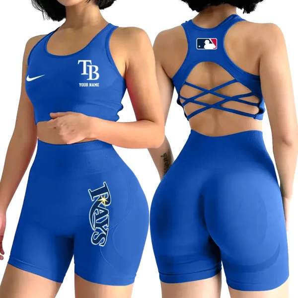 Tampa Bay Rays MLB 2-PCS Women's Seamless Yoga Set Sexy Sport Bra High Waist Sports Shorts 2025 SPT2PWSYS091