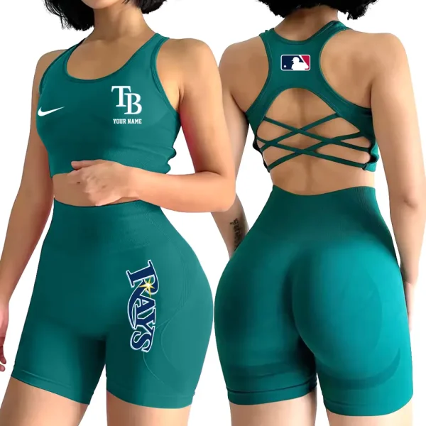 Tampa Bay Rays MLB 2-PCS Women's Seamless Yoga Set Sexy Sport Bra High Waist Sports Shorts 2025 SPT2PWSYS091 - Image 4