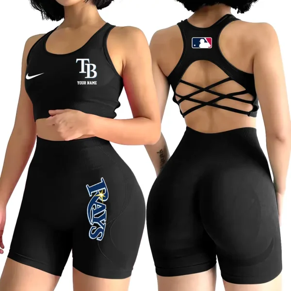 Tampa Bay Rays MLB 2-PCS Women's Seamless Yoga Set Sexy Sport Bra High Waist Sports Shorts 2025 SPT2PWSYS091 - Image 6