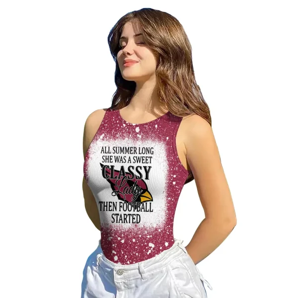 Arizona Cardinals Women Sexy Ribbed Sleeveless Halter Neck Bodysuits SPTWSRSHNB002