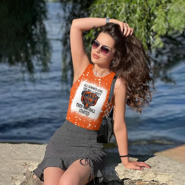 Chicago Bears Women Sexy Ribbed Sleeveless Halter Neck Bodysuits SPTWSRSHNB006 - Image 5