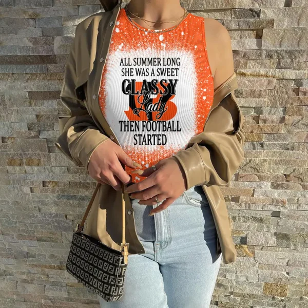 Cincinnati Bengals Women Sexy Ribbed Sleeveless Halter Neck Bodysuits SPTWSRSHNB007 - Image 2