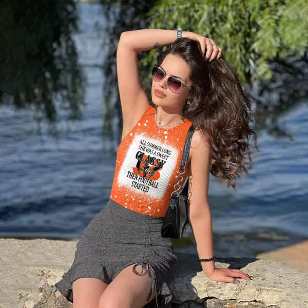 Cincinnati Bengals Women Sexy Ribbed Sleeveless Halter Neck Bodysuits SPTWSRSHNB007 - Image 5